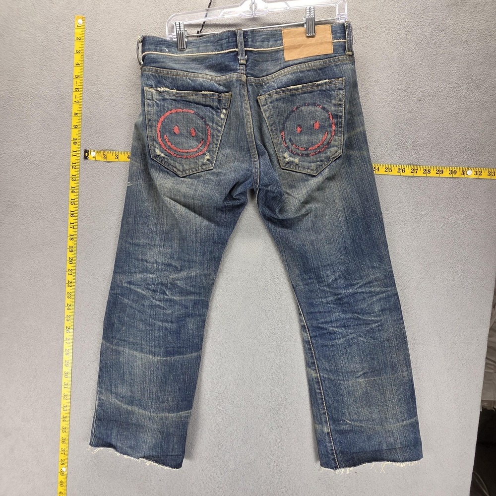 Mini Brand Jeans Womens Selvedge Whiskers Honeycomb Thrashed Raw Hem Fits 32x26